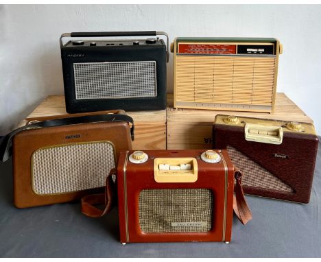 A group of vintage transistor radios - 1960s-70s, comprising a Hacker Sovereign, a Demon, a Sky Leader, a Dynatron Nomad and 