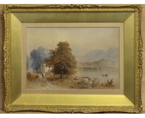 Aaron Edwin Penley (British, 1806-1870) 'On Windermere', the Lake District watercolour, heightened with body colour, signed a