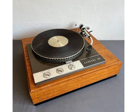 A Garrard Model 401 Transcription Motor turntable record player - in a teak veneered plywood plinth with SME 3009 tonearm (no