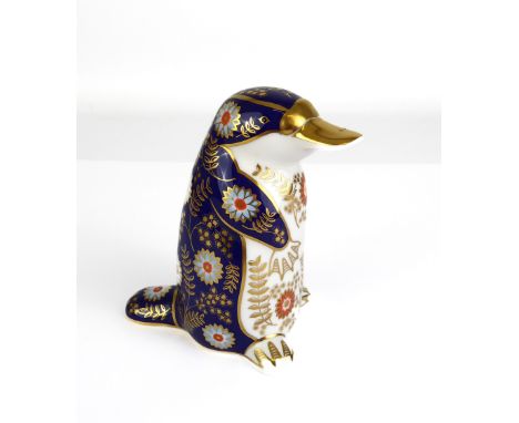 A Royal Crown Derby Duck Billed Platypus paperweight - with gold stopper, first quality, 11.7 cm high.* Condition: In very go