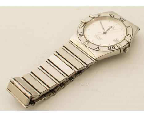 An Omega Constellation Automatic Chronometer stainless steel bracelet watch&nbsp;- c.1985, with silvered dial with silver dot