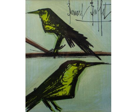 Bernard Buffet Lithograph Bird couple 1968 Signed in the plate. Lithografie Vogels, 1968 Gesigneerd in de plaat. 30 x 23 cm