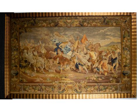 Woven cloth Tapestry de Bruxelles workshop Woedstad Ghent woven cloth 'Diomede jetant une pierre à Aeneas protégé par Aphrodi