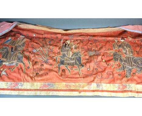 A Chinese Silk Work Panel together with other items to include a painting on glass by Muriel Rose 