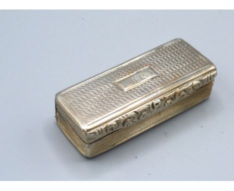 A George IV Silver Snuff Box of rectangular, engraved form, Birmingham 1830, maker Edward Smith 