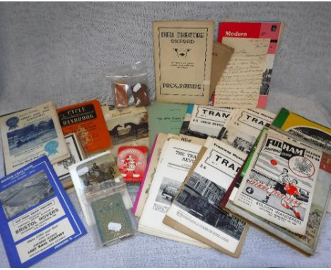 A COLLECTION OF VINTAGE PRINTED EPHEMERA including bus tickets, Tram Magazines, Ration Books and Racing Programmes (one box)