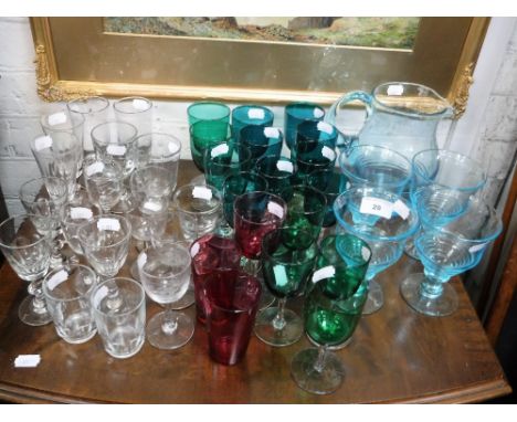 A COLLECTION OF VICTORIAN CRANBERRY AND GREEN GLASSES and similar glassware