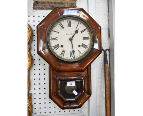 A VINTAGE SETH THOMAS DROP DIAL WALL CLOCK, 18.5" high