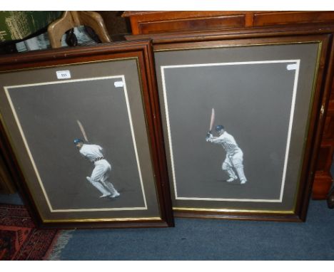 J K HAWKINS: A pastel study of a cricketer 'E Hendren' and another 'T Hayward'