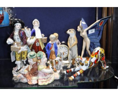 A CARLTONWARE FIGURE, 'Butterfly Girl' and a collection of similar ceramics