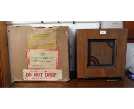 A VINTAGE 1930S 'STENTORIAN' WALNUT CASED SPEAKER with original box