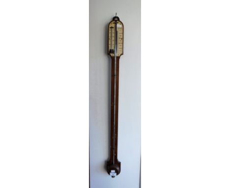 A 19TH CENTURY OAK STICK BAROMETER 'Garrett Hertford', 35" high