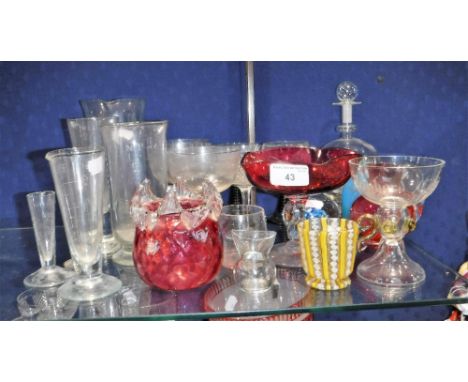 A SMALL VENETIAN GLASS CUP, cranberry and similar glassware