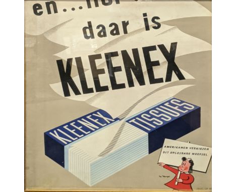 A 1947 Kleenex Tissues advertising poster by Marge, published by International Cellucotton Products Co. offset lithograph,