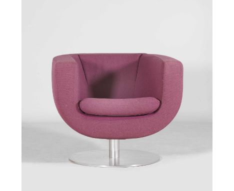 Jeffrey Bernett (American, b.1964) for B&B Italia, a 'Tulip' armchair, c.2000, upholstered in purple fabric, raised on a brus