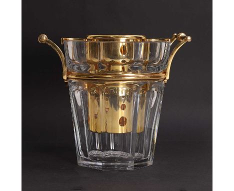 Baccarat, a 'Harcourt' cut-glass champagne cooler, c.1980, with gilt-plated mounts, acid-marked 'Baccarat',27cm wide24.5cm hi
