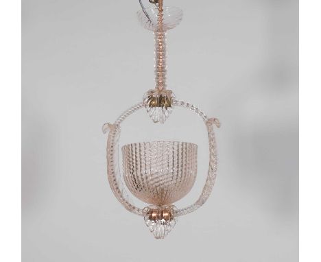 Murano, a glass ceiling light, c.1950, with coloured tints, 20cm diameter65cm high including dropCondition ReportMinor nibble