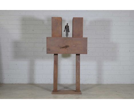 ▲ Lorenzo Quinn (Italian, b.1966), 'Pain and Relief', the superstructure in iron with an oxidised finish, with the upper sect