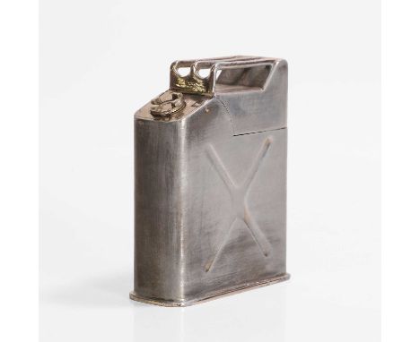 Jerrican, Paris, a chromed-metal table lighter, mid-20th century, French,8cm wide3cm deep9.2cm high