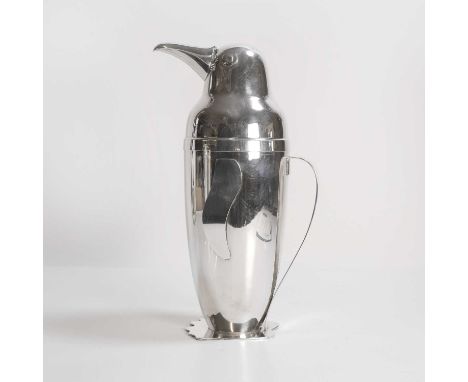 Emile Arthur Schuelke (American, 1901-1986), a silver-plated 'Penguin' cocktail shaker or ewer, designed in 1936, stamped 'Au