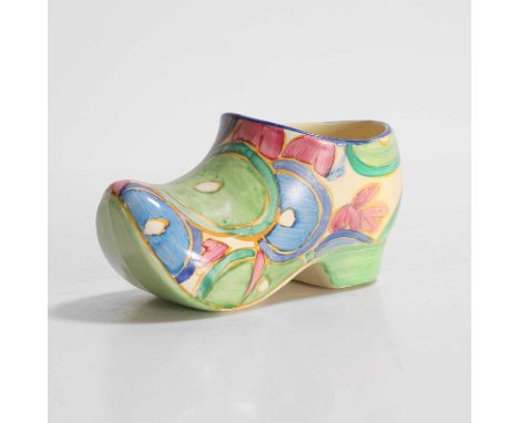 Clarice Cliff (1899-1972), a 'Blue Chintz' pottery sabot, c.1930, printed marks,14cm longCondition ReportStructurally sound. 