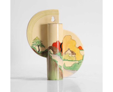 Clarice Cliff (1899-1972), a 'Brookfields' pottery 'Double D' wall vase, c.1930, printed marks,19cm highCondition ReportA sma