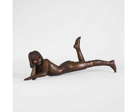 ▲ Desmond Fountain (Bermudan-British, b.1946), 'Whitney', a bronze sculpture of a girl, from an edition of 9, signed and numb