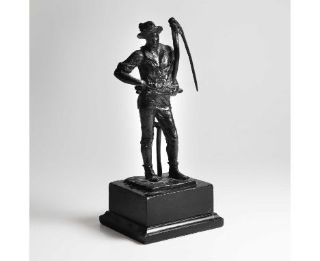 Sir William Hamo Thornycroft RA (1850-1925), 'The Mower', bronze, signed with initials 'HT' and dated '1884', on an ebonised 