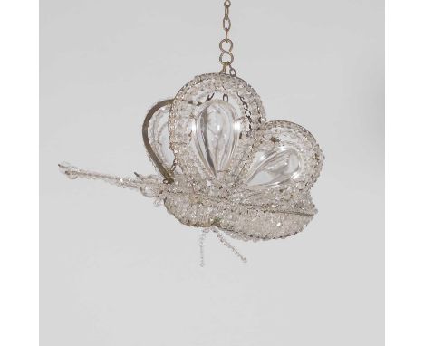 Italian, an 'Insect' ceiling light shade, early 20th century, with a wirework frame with glass beads,31cm long18cm highCondit