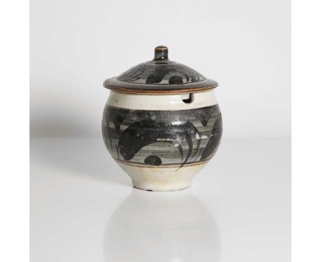 ▲ Bernard Leach CH (1887-1979),  a Leach studio pottery stoneware marmalade pot and cover, with brushwork cobalt and iron dec