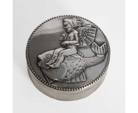 Josef Hoffmann (Austrian, 1870-1956) and Bernard Löffler (1909-1917), a Wiener Werkstätte silver bonbonnière, the decoration 
