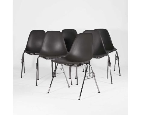 Charles Eames (American, 1907-1978) and Ray Eames (American, 1912-1988), a set of six 'DSS' stacking chairs, designed in 1955