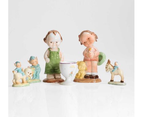 Mabel Lucie Attwell (1879-1964) for Shelley, a group of porcelain nurseryware and figures, c.1930, printed marks,largest 15.5