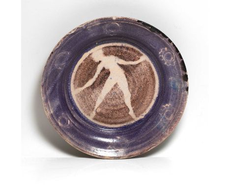 Quentin Bell (1910-1996) for the Fulham Pottery, a glazed earthenware bowl, centred with a silhouette of a female, with a ros