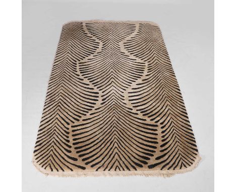Attributed to Oliver Hill (1886-1968), an Art Deco 'Zebra' rug, c.1930s, wool on cotton foundation, printed 'Hand Made in Chi