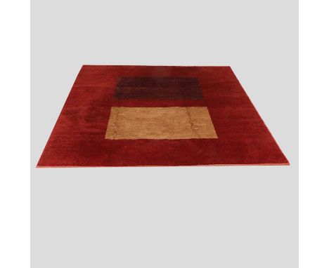 Christopher Farr, a contemporary rug, 'Untitled CF196', with two rectangular motifs to a brick ground, hand-knotted and hand-