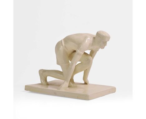 Alan Best (Canadian, 1910-2001) for Wedgwood, 'The Sprinter', the figure in a cream-coloured glaze and mounted on a rectangul