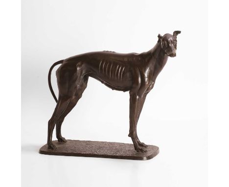 ▲ James Osborne (1940-1992), a bronze sculpture of a greyhound, signed 'Osborne' to the rectangular plinth, 32cm wideProvenan