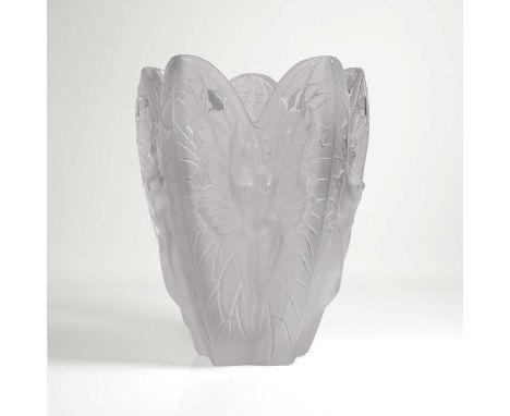 Lalique, a 'Chrysalide' glass vase, of recent manufacture, relief-moulded with winged nude figures, engraved signature 'Laliq