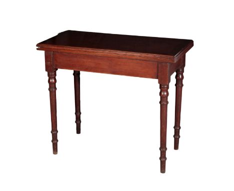 A LATE 19TH CENTURY MAHOGANY BRITISH MILITARY CARD-TABLE, the hinged top opening to a blue baize lined interior, the inside o