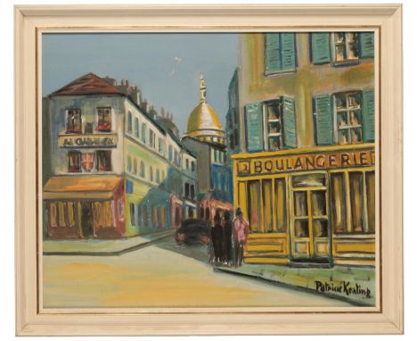 *PATRICK KEATING (20th Century) 'Street Scene' View of Montmartre with a Boulangerie to the foreground, signed lower right, o