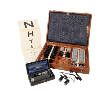 OCCULTIST: A CASE OF EYE TESTING EQUIPMENT and other items (a lot)From The Estate of John Whitwell MS, FRCS, 'Bagatelle', Bra