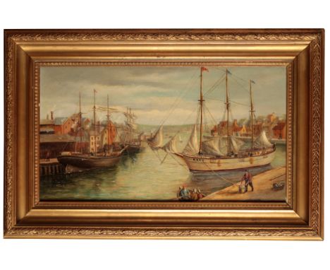 CHRISTOPHER POOLE (19th/20th century) 'Weymouth' A view of ships in the harbour, signed, titled and dated 1890 lower left, oi