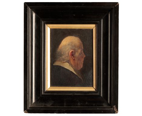MANNER OF JAN LIEVENS (1607-1674) A profile portrait of a gentleman oil on laid card, 10.5cm x 8cm