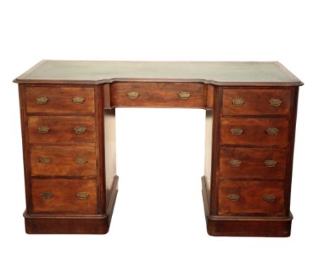 AN EDWARDIAN MAHOGANY PEDESTAL DESK with an inset writing surface, 75cm high x 130cm wide x 57cm deepFrom The Estate of John 