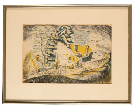*TOM POMFRET (1920-1997) 'La Baux, Provence' signed and dated Nov '54 lower right, ink and watercolour, 30cm x 39cm; together