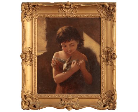 WILLIAM DANIEL PENNEY (1834-1924) 'The Pet Rabbit' signed and dated 1882 lower left, oil on canvas, 29cm x 24cm From The Esta
