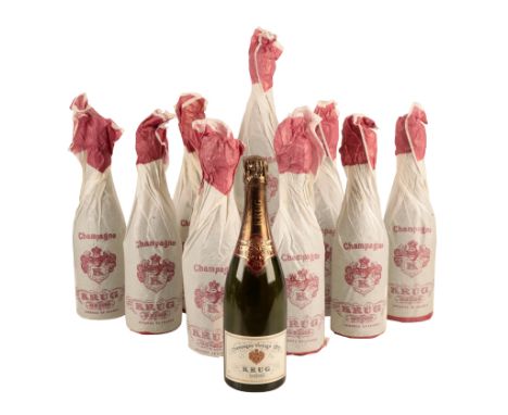 CHAMPAGNE: KRUG VINTAGE BRUT, 1973 10 bottles in original paper wrappings and with box