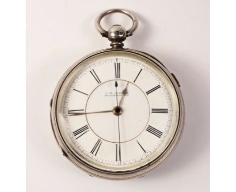 Victorian silver key wound pocket watch by J.M. Johnson Huddersfield no. 54846, London 1884   Condition Report   Click here f