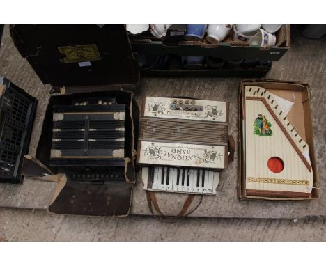 A German accordion, Universe together with a National Band foreign accordion and a French dipiano with music sheets